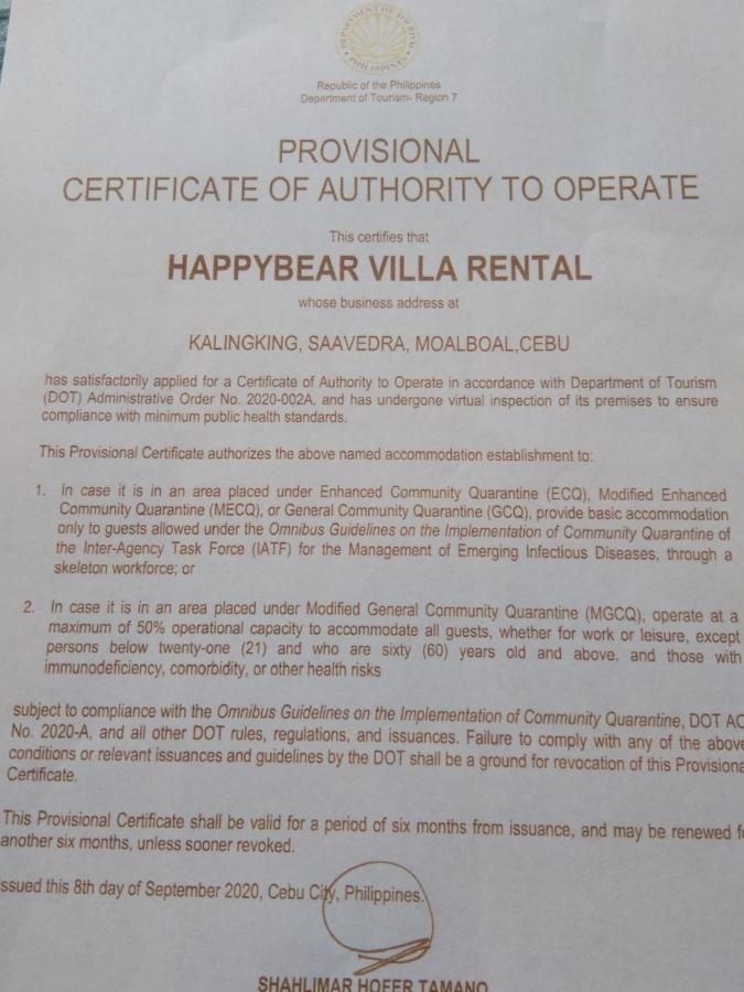 Happy Bear Moalboal Budget Rooms Exterior photo